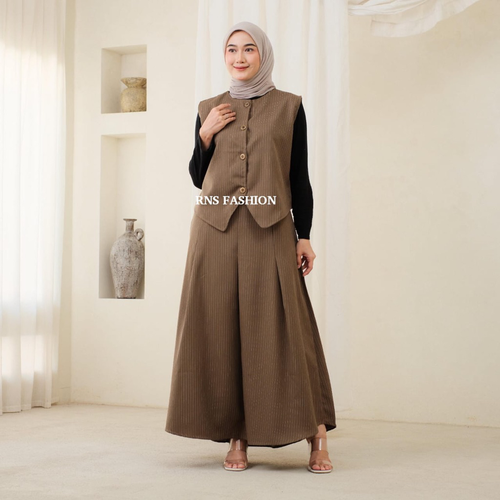 Alifa Vest Set / Setelan Wanita Formal / Baju Setelan Wanita / Set Vest Rok Mayung / One Set Rok Kor
