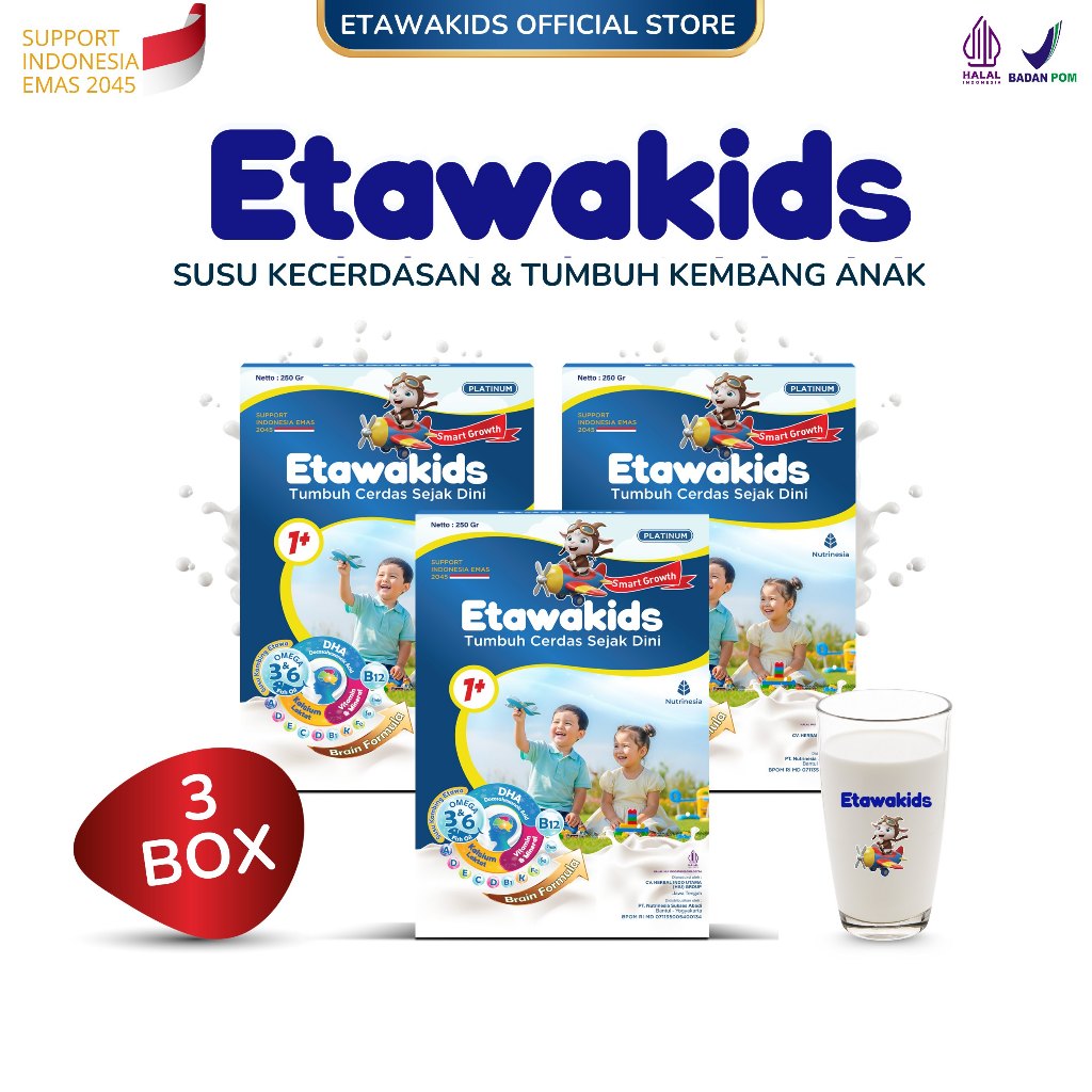 

Etawakids Platinum Susu Etawa untuk Anak dengan Nutrisi DHA, Omega 3 6, Kalsium & Protein 3 Box