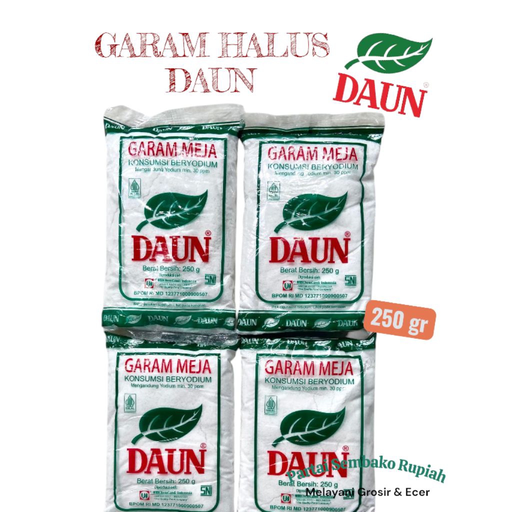 

4 Pcs Garam Halus Daun Beryodium 250 gr (Beli 12 pcs ke atas lebih hemat)