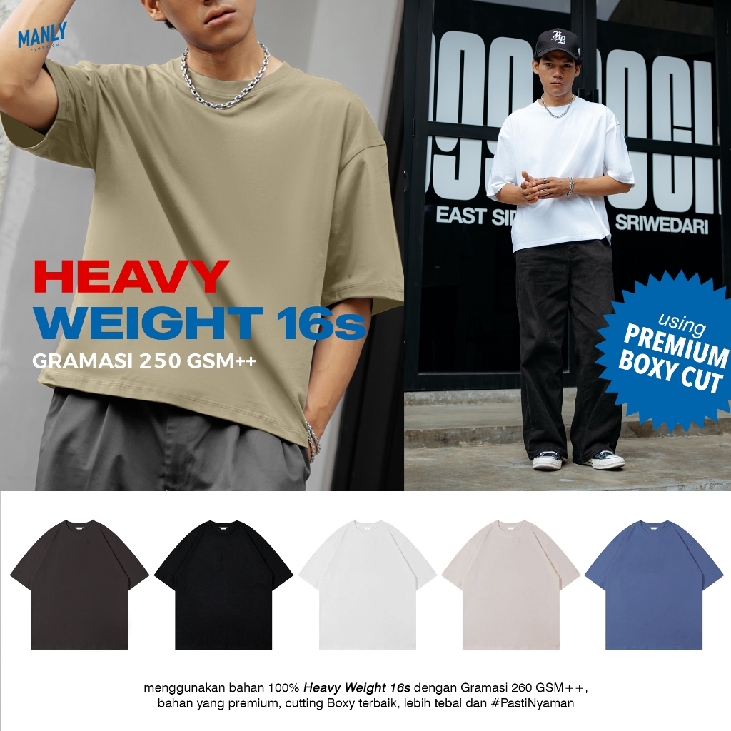 Heavy Weight Cotton 16s Boxy Crop T-shirt Kaos Boxy Fit with Cotton Combed 16s 250 gsm+