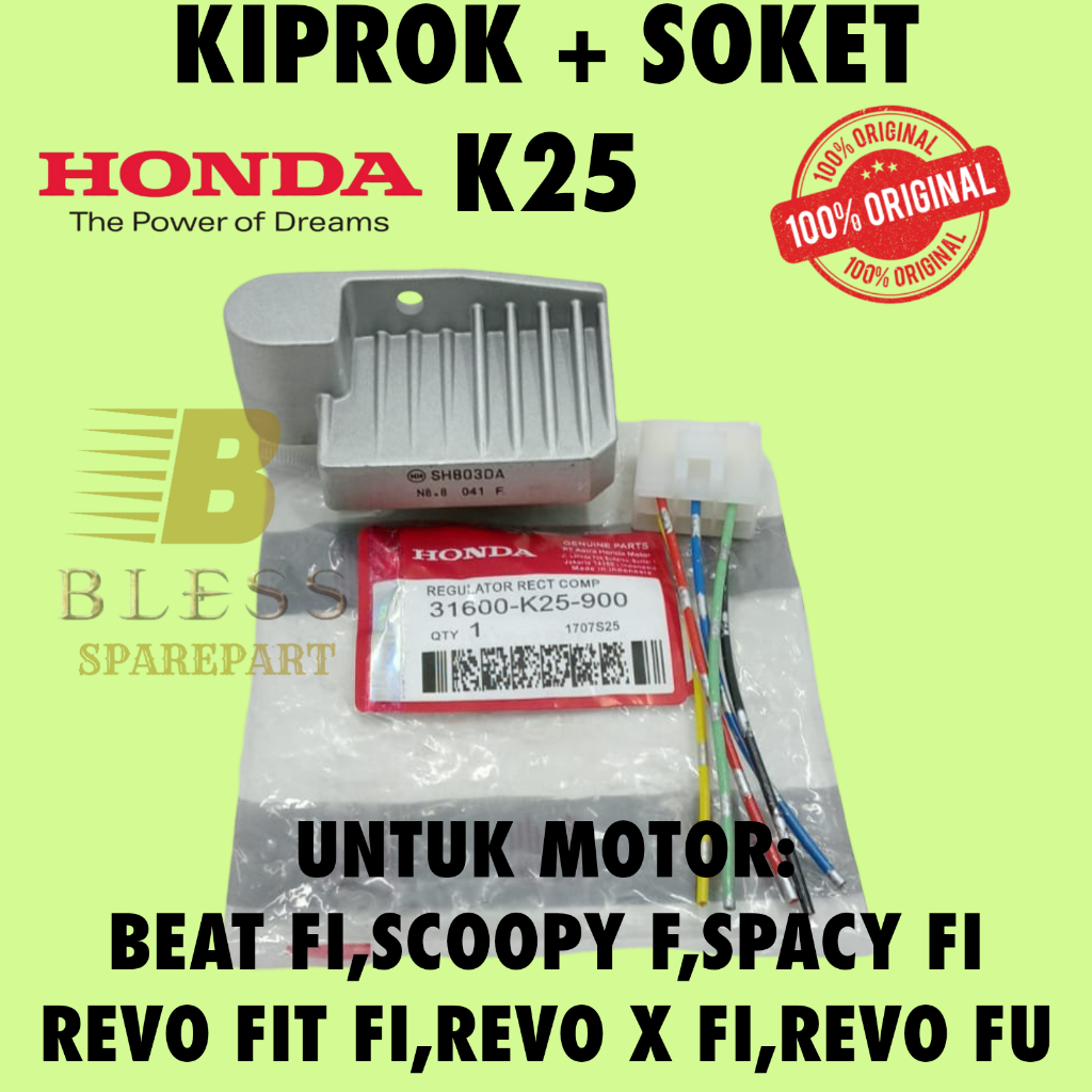 KIPROK + Soket Kode-K25 Honda Beat Fi/Scoppy Fi/Spacy Fi/Revo Fit Fi/Revo X Fi/Revo Fu Original 100%