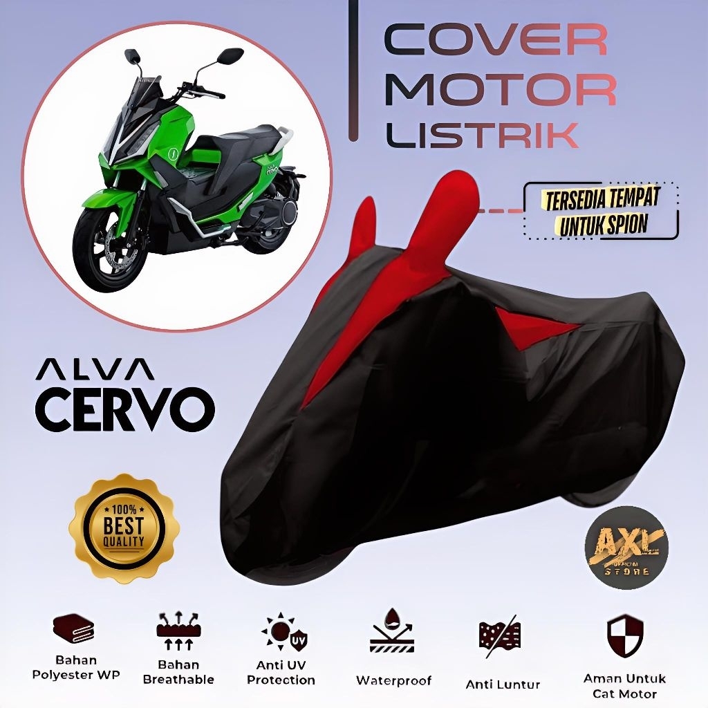 COVER MOTOR LISTRIK ALVA CERVO SARUNG PELINDUNG MOTOR LISTRIK WATERPROOF KUALITAS PREMIUM