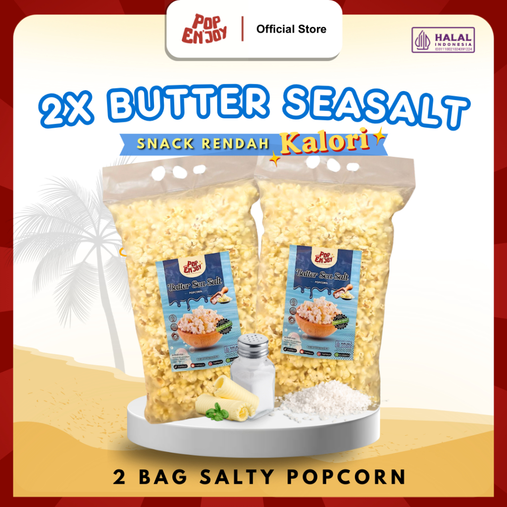 

[BUNDLING 2] SEA SALT POPCORN - PopENjoy / Camilan Asin Butter Crispy Popkorn Jagung Sehat Premium