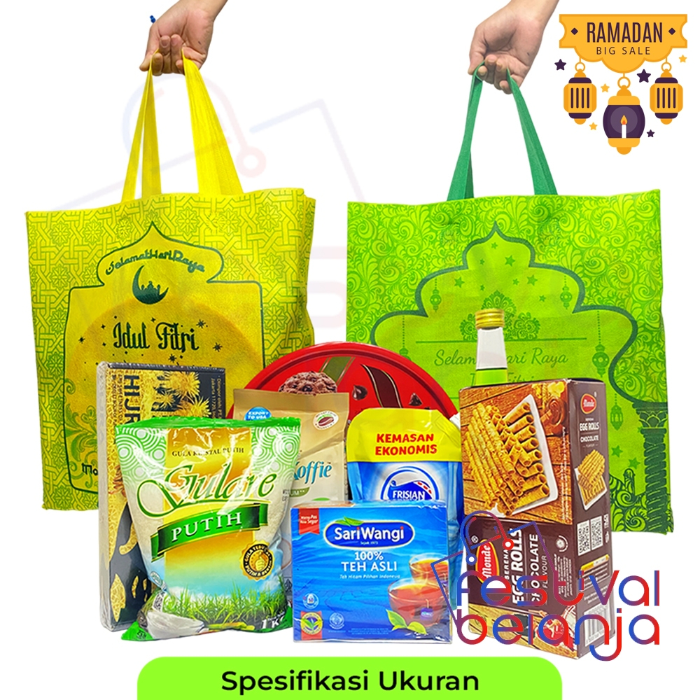 

Tas Parcel Lebaran Idul Fitri / Goodie Bag Lebaran / Tas Hampers Sembako Spunbond