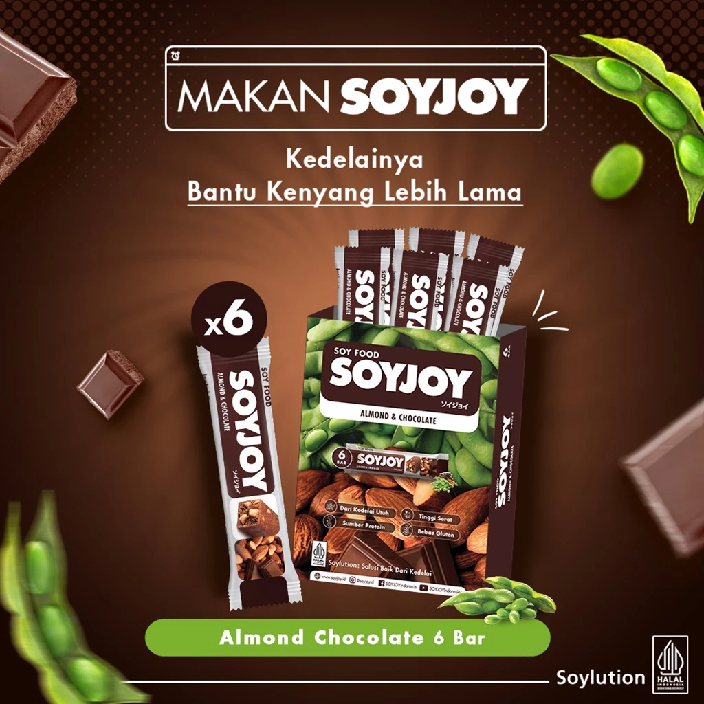 

SOYJOY Snack Bar Kedelai Almond Chocolate Box isi 6 Bar