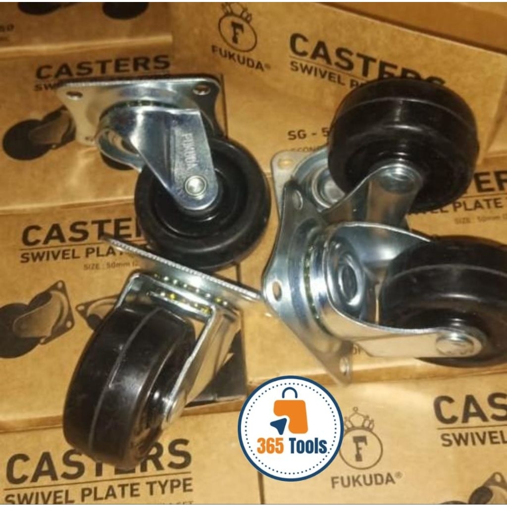 Roda Caster Karet Gepeng 2" (50 mm) / Roda Etalase Lemari