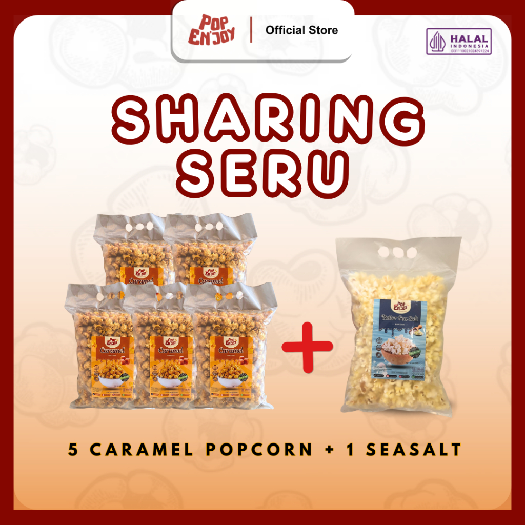 

PopEnjoy - Snack Cemilan Popcorn Caramel - Combo 5+1 Bagi Keluarga