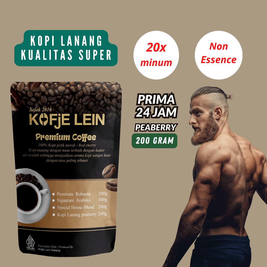 

Kofje Lein Peaberry Super Coffee Kopi Lanang Kemasan 200g