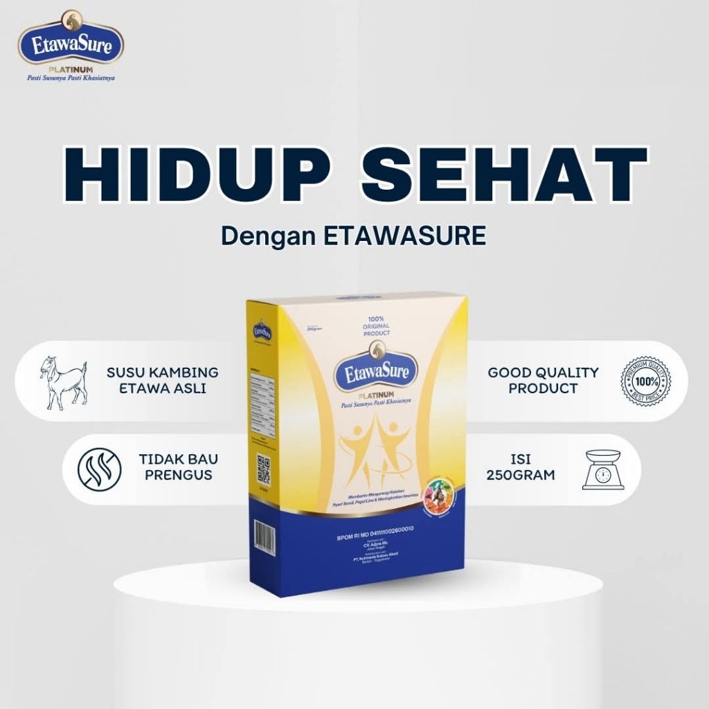 

Susu Etawasure Platinum*Susu Etawasure Platinum Rasa Jahe memiliki 8 kandungan yang sangat lengkap diatas produk serupa yang pernah ada dipasaran isi 250 gram