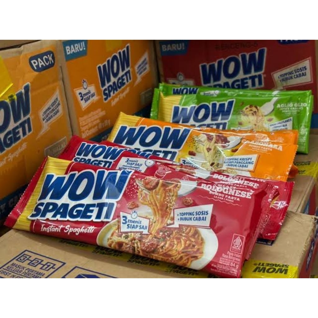 

WOW SPAGETTI instant spaghetti aglio olio carbonara 88g bolognese 84g Renceng 3 Varian HARGA PROMO + FREE BUBBLE WARP !!