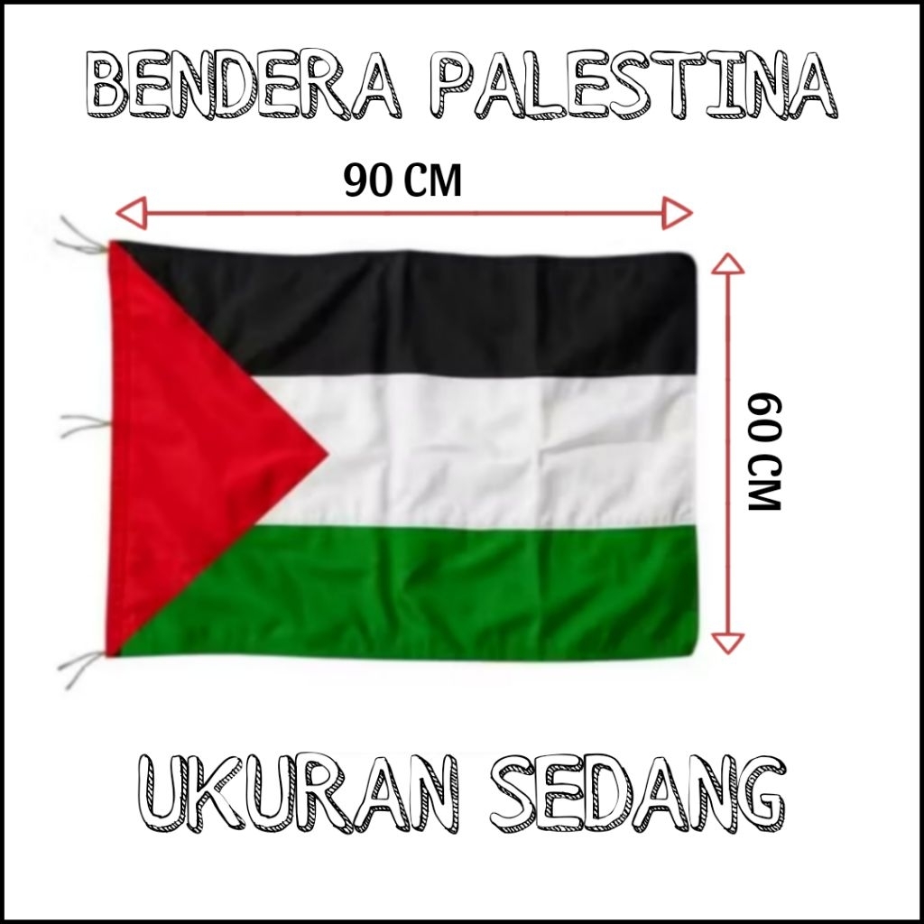 BENDERA PALESTINA UKURAN SEDANG 90×60 CM