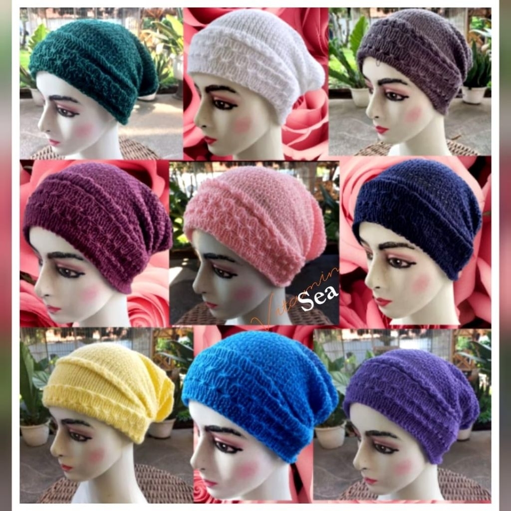 ciput rajut,/kupluk ma ijah penutup kepala, rambut untuk Ibu, tua dan muda yg saat ini sedang viral 