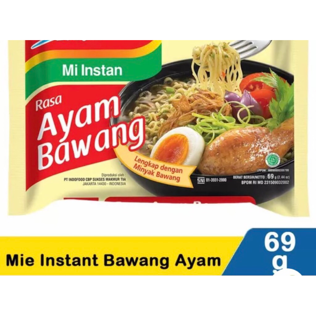 

Indomie Ayam Bawang isi 5 Pcs Mie Instant Kuah 69 gr