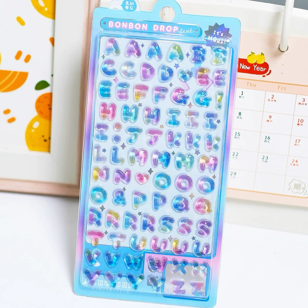 

Stiker Timbul Premium Alphabet Edisi Bon Bon Drop DIY Prakarya Casing HP
