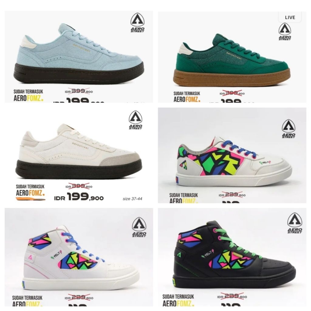 Aerostreet  Austin Massive Putih Hitam / Jhosse  High Hitam Massive army Gum putih Oranye Merah Hija