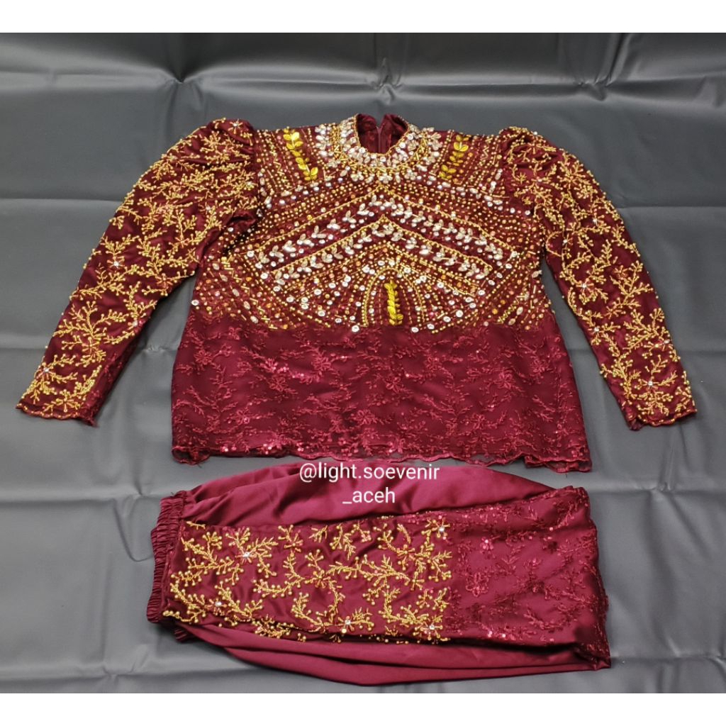 Baju Pengantin Aceh Wanita Mewah Full Payet/Baju Tradisional Aceh Perempuan Full Payet/Baju Adat Ace