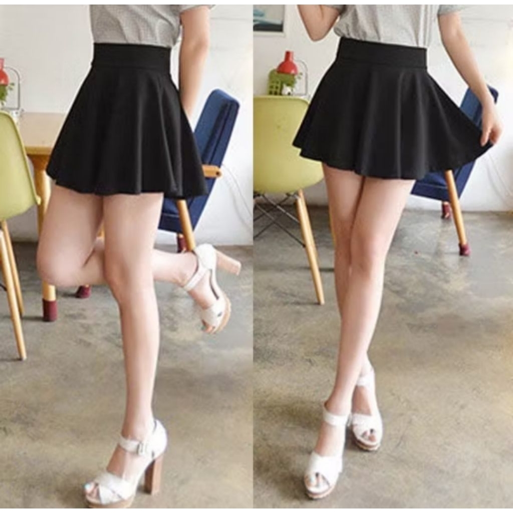 Free Gratis Ongkir Rok Polos Pendek Korea Skirt Flare Korea Rok Aerobick Tennis Gym Zumba Jumbo XXXL