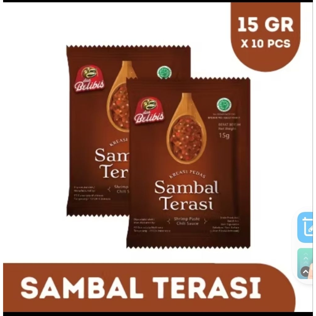 

Sambel terasi dua belibis 1 renceng ( 10 pcs x 15gr)