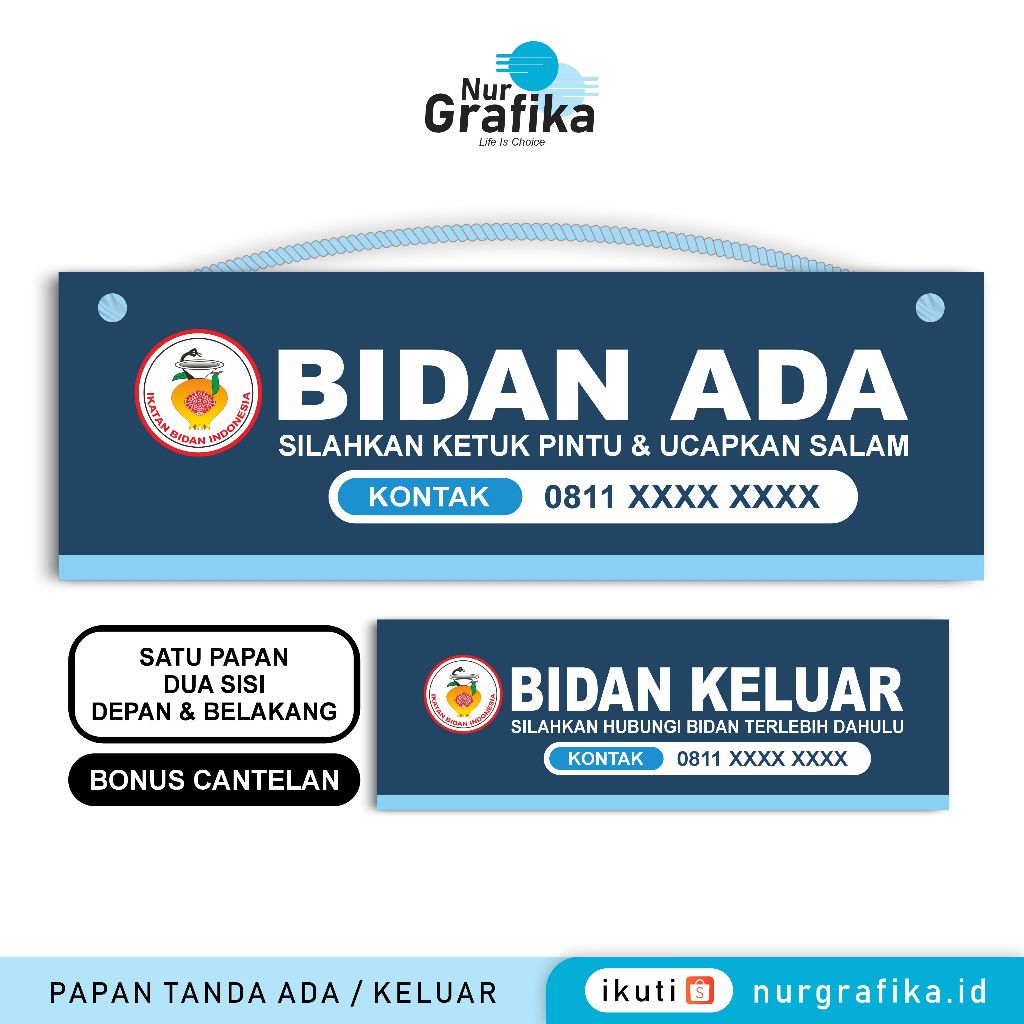 

Papan Tanda Ada Bidan Seri 2 ( Bonus Cantelan )