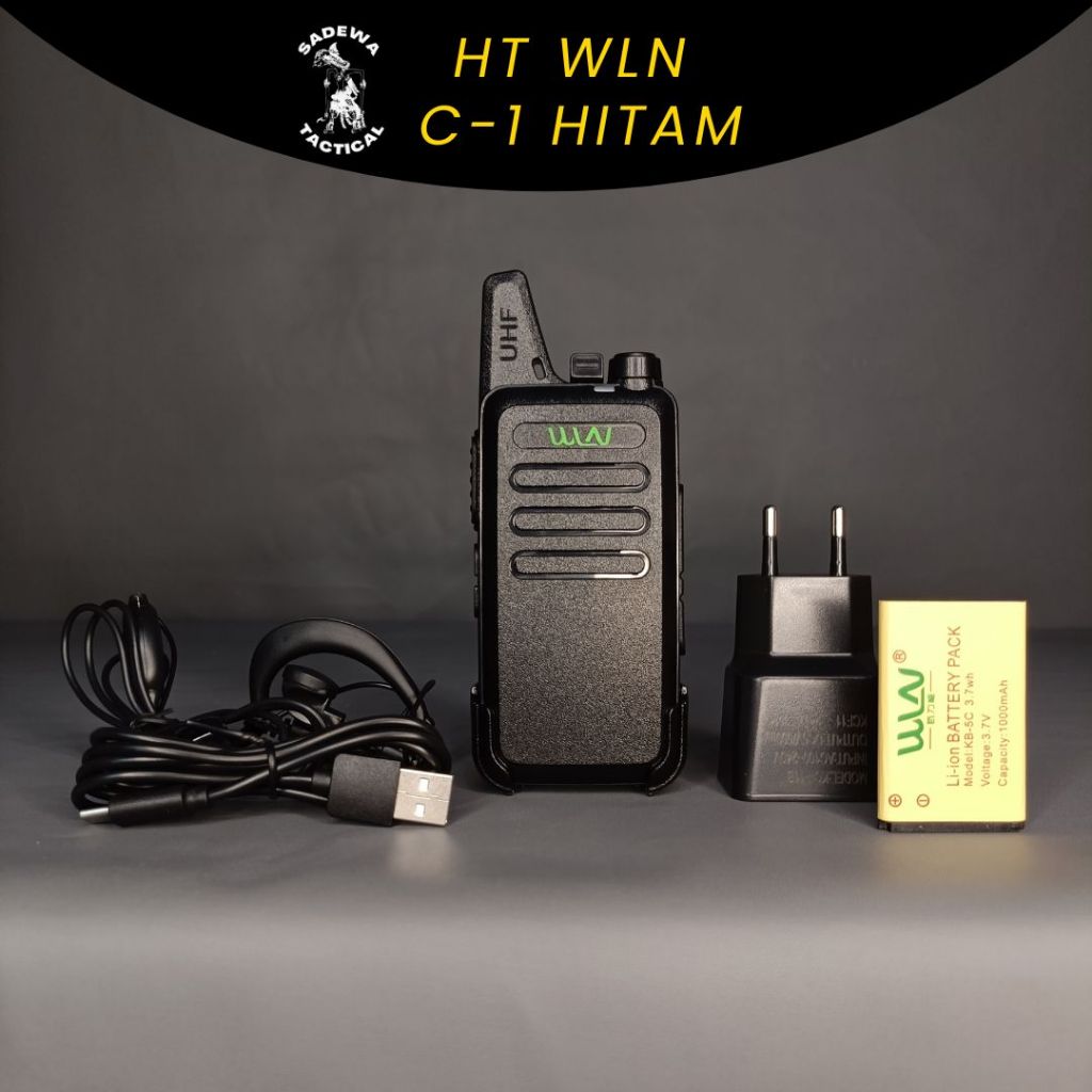 HT WLN Single Hitam  / HT WLN UHF radio dua arah radio C1 walkie-talkie / HT WLN KD C1 Free Headset 