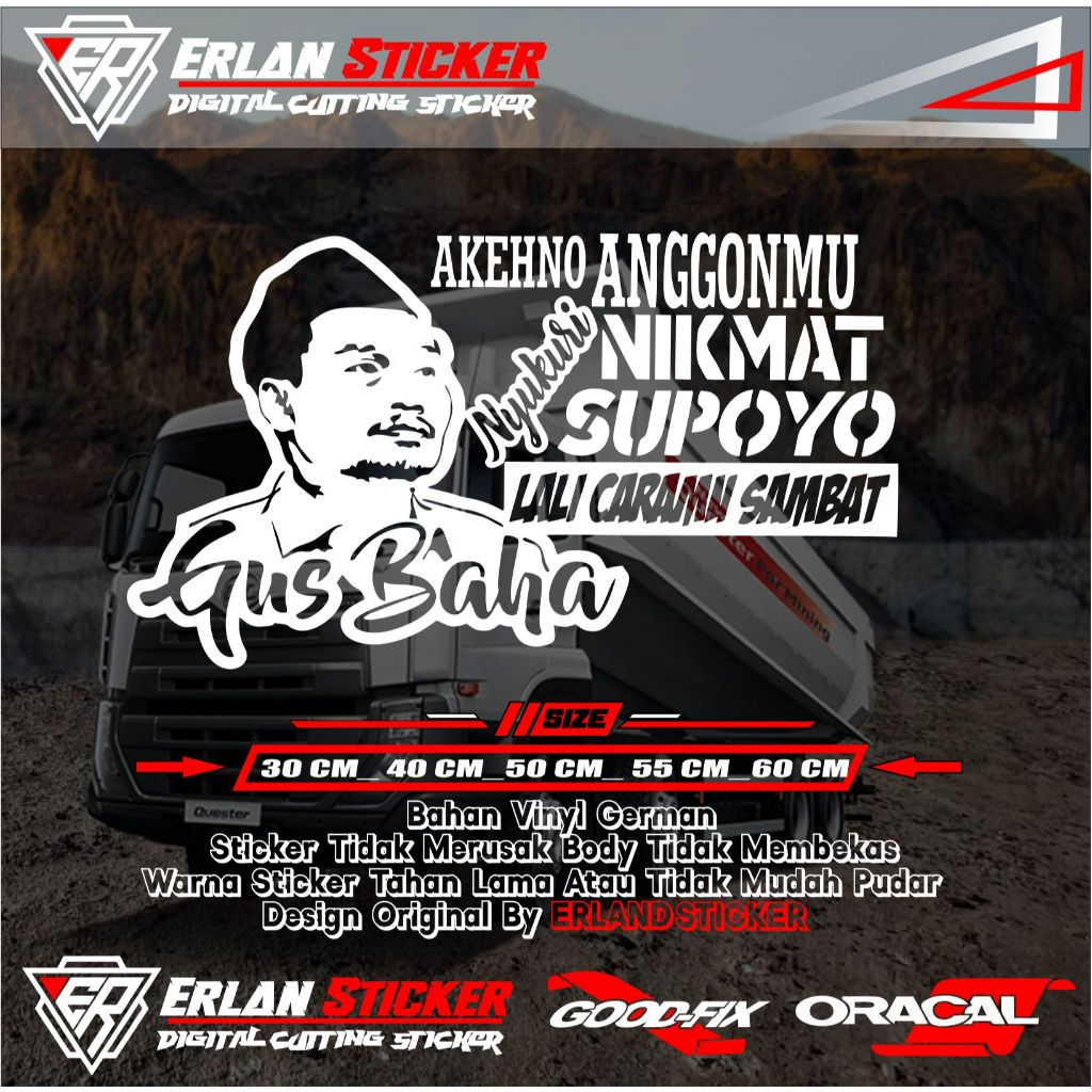 stiker kaca mobil truck stiker gus baha stiker kaca stiker l300 pick up STICKER CUTTING GAMBAR GUS B