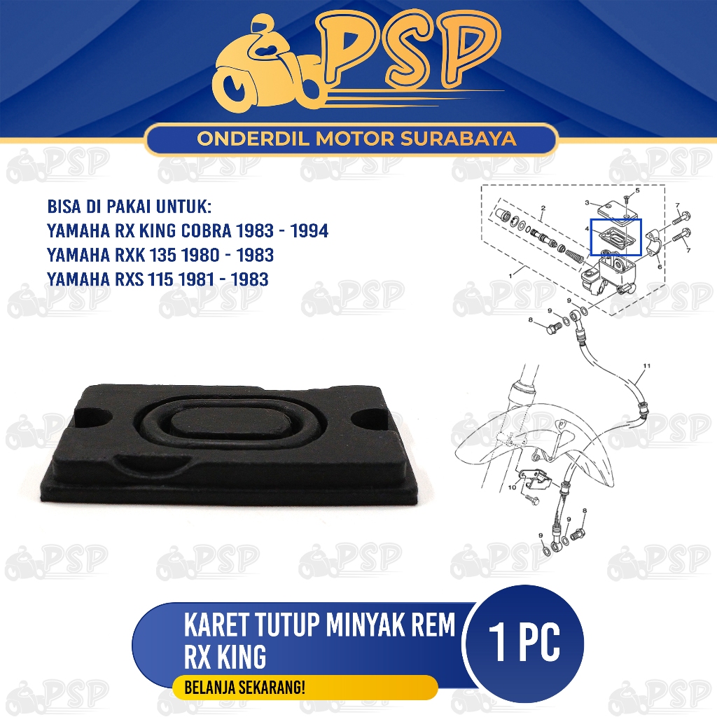 Karet Tutup Minyak Rem RX King - Seal Sil Oil Cakram Master Rim Atas Yamaha RX S RX K RX King Cobra