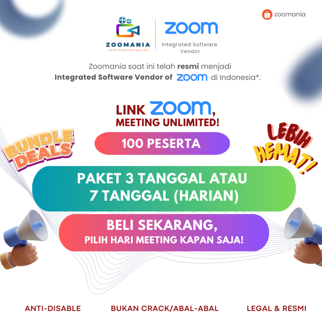 Zoom Pro Link Meeting Harian 100 Peserta Bundling Bebas Pilih Tanggal