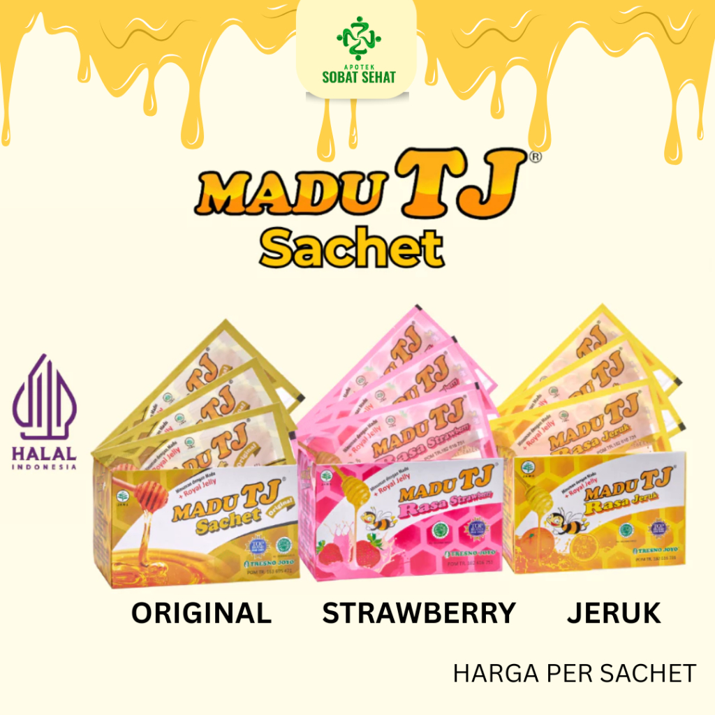 

Madu TJ Kemasan sachet Pilihan Rasa Original, Jeruk, Strawberry