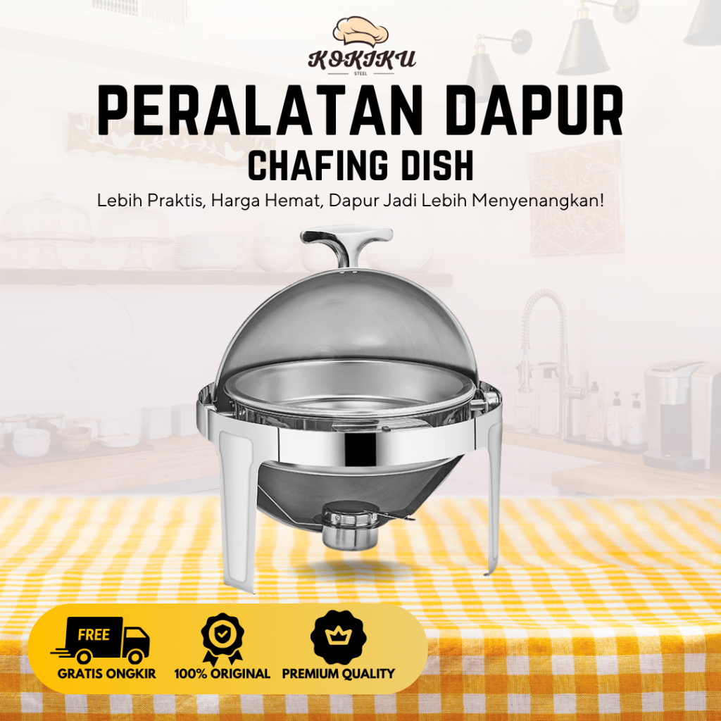 Kokiku Steel - Rolltop Bulat Prasmanan Chafing Dish Prasmanan Bulat Stainlees Prasmanan Set Stainles