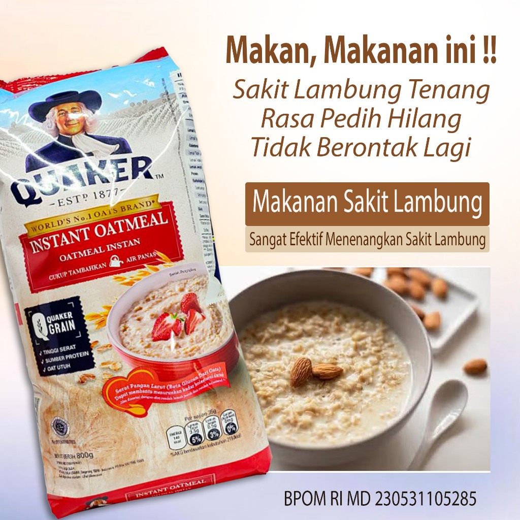 

Makanan untuk Sakit Lambung TERLARIS Menenangkan Sakit lambung bergejolak Pedih tidak nyaman sesak mual tidak ada nafsu makan dimakan selagi hangat Lambung akan Tenang dan Nyaman ~ Oatmeal instant Quaker