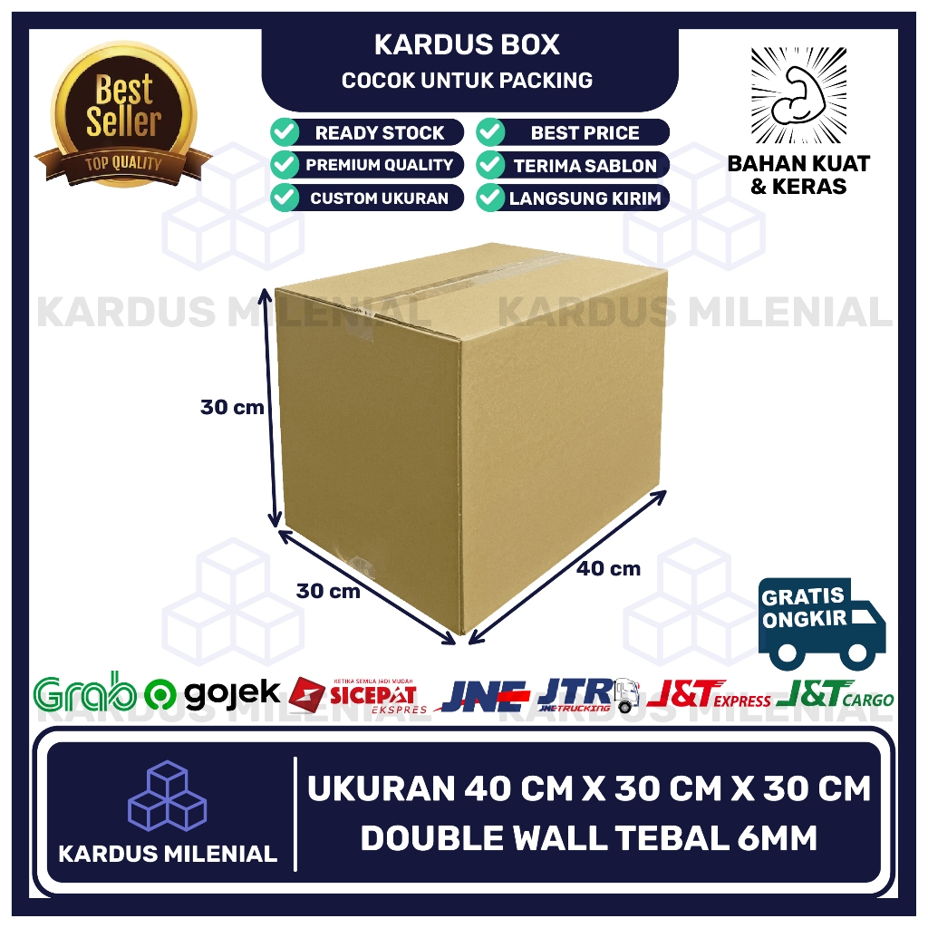 

Kardus box karton packing 40x30x30 Double Wall