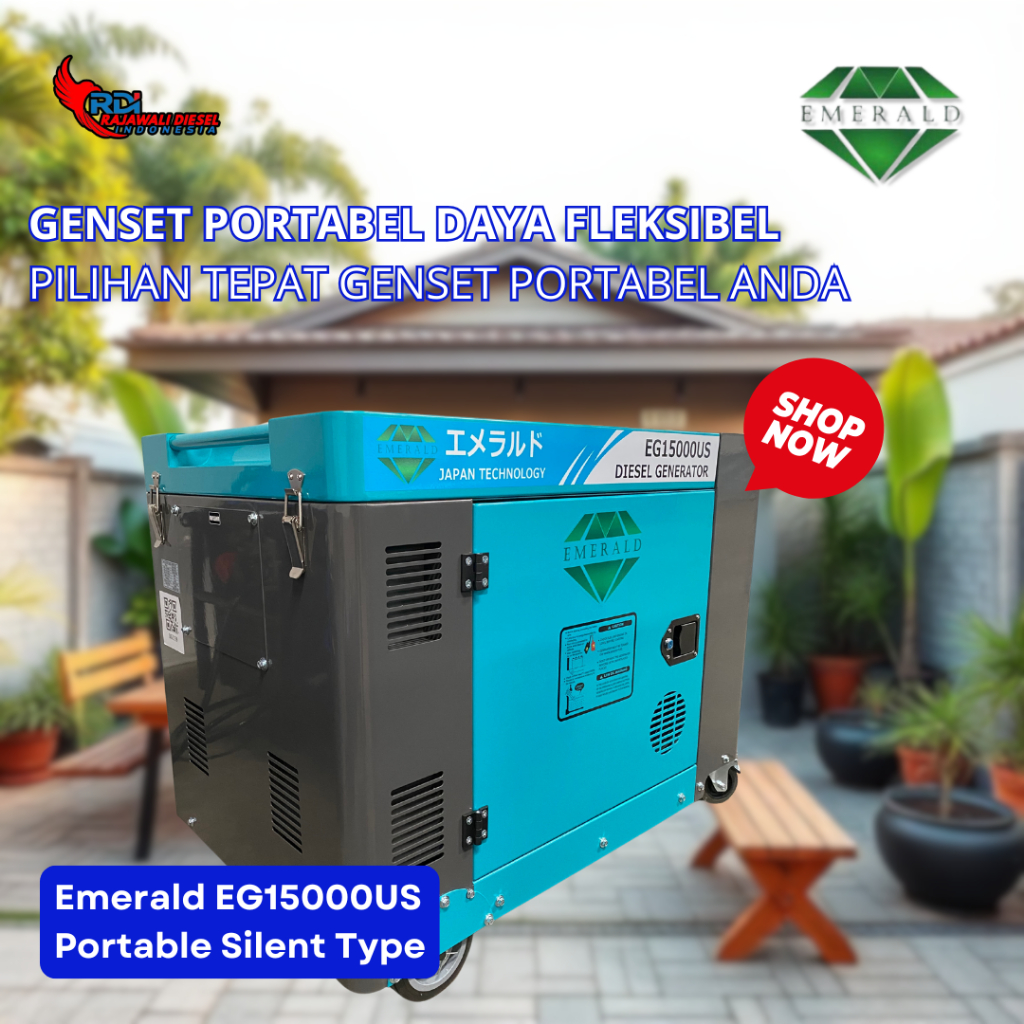 Genset 12 KVA Emerald Portable Diesel EG15000US Super Silent