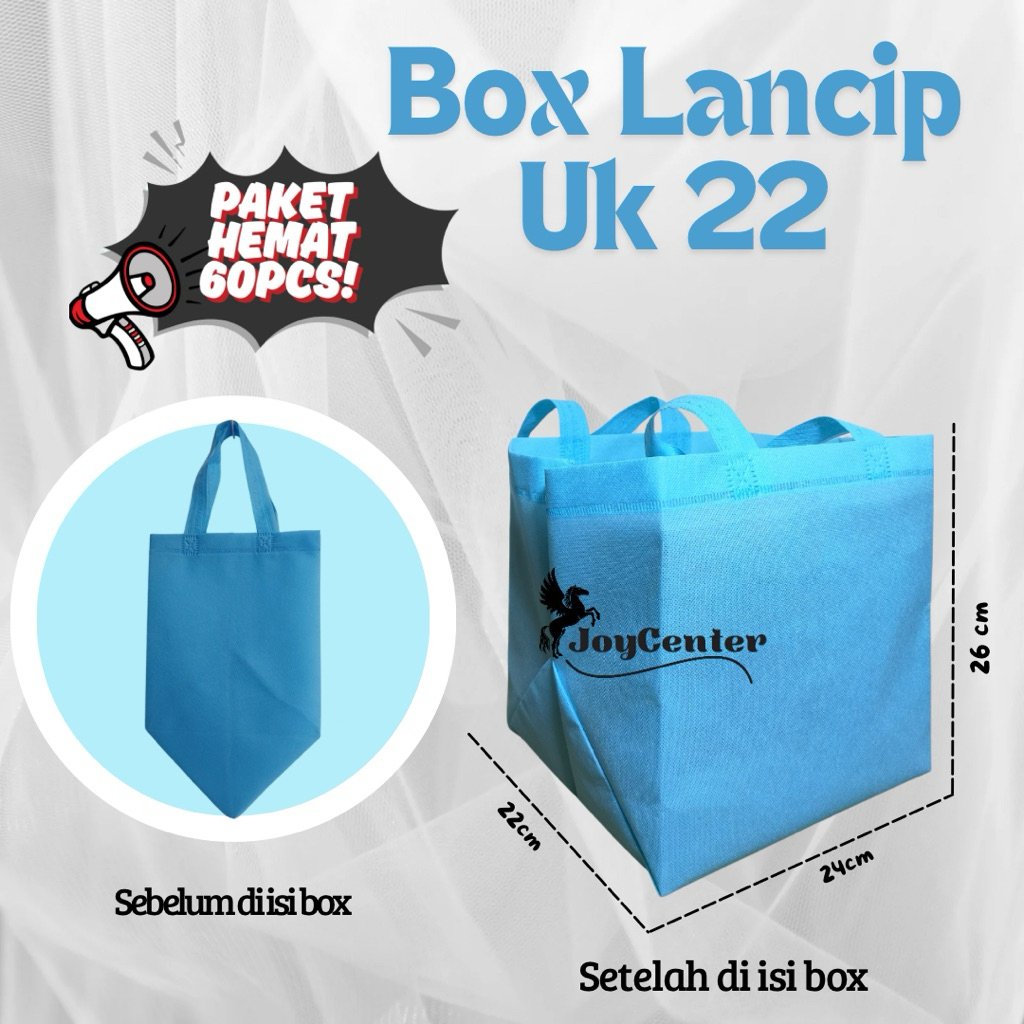

( PAKET HEMAT 5 LUSIN/ 60 BIJI ) Tas Hajatan Sponbond Press Box Lancip Ukuran 22