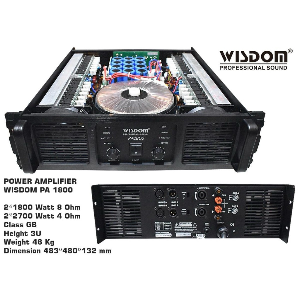 Power Amplifier Wisdom PA1800 Class GB 2Canel