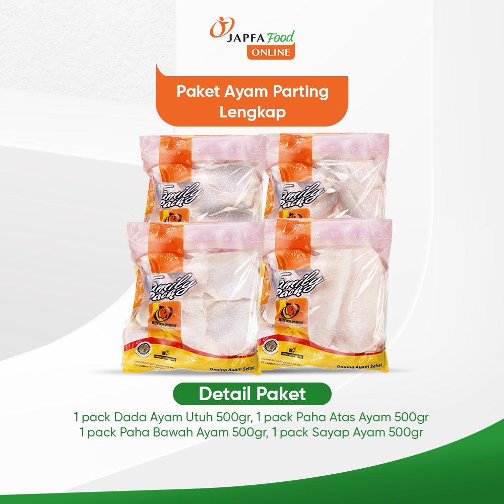 

Paket Ayam Parting Lengkap - Paket Dada, Paha Atas, Paha Bawah, & Sayap Ayam