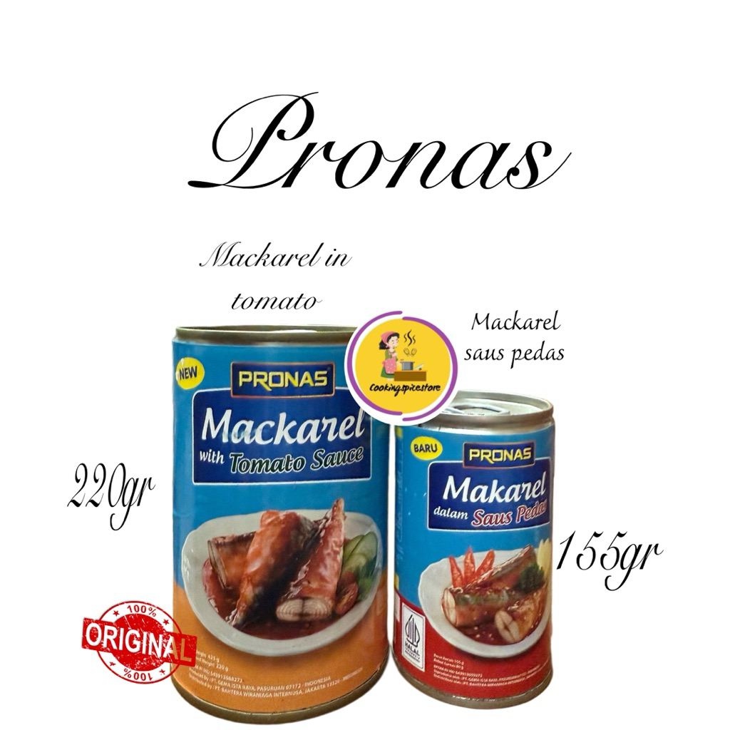 

Pronas Mackerel Kaleng 155gr & 220gr | Saus Tomat & Saus Pedas – Ikan Makarel Praktis & Lezat