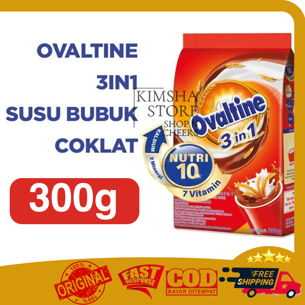 

Ovaltine 3 in 1 Minuman Susu Bubuk Cokelat 300g Chocolate Coklat Oval 3in1 Serbuk Susu 300gram