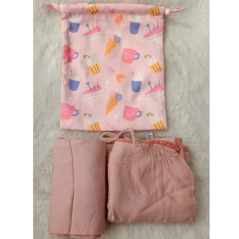 Dusty Pink Mukena Anak (L) Faith by Giggles Travel Plain