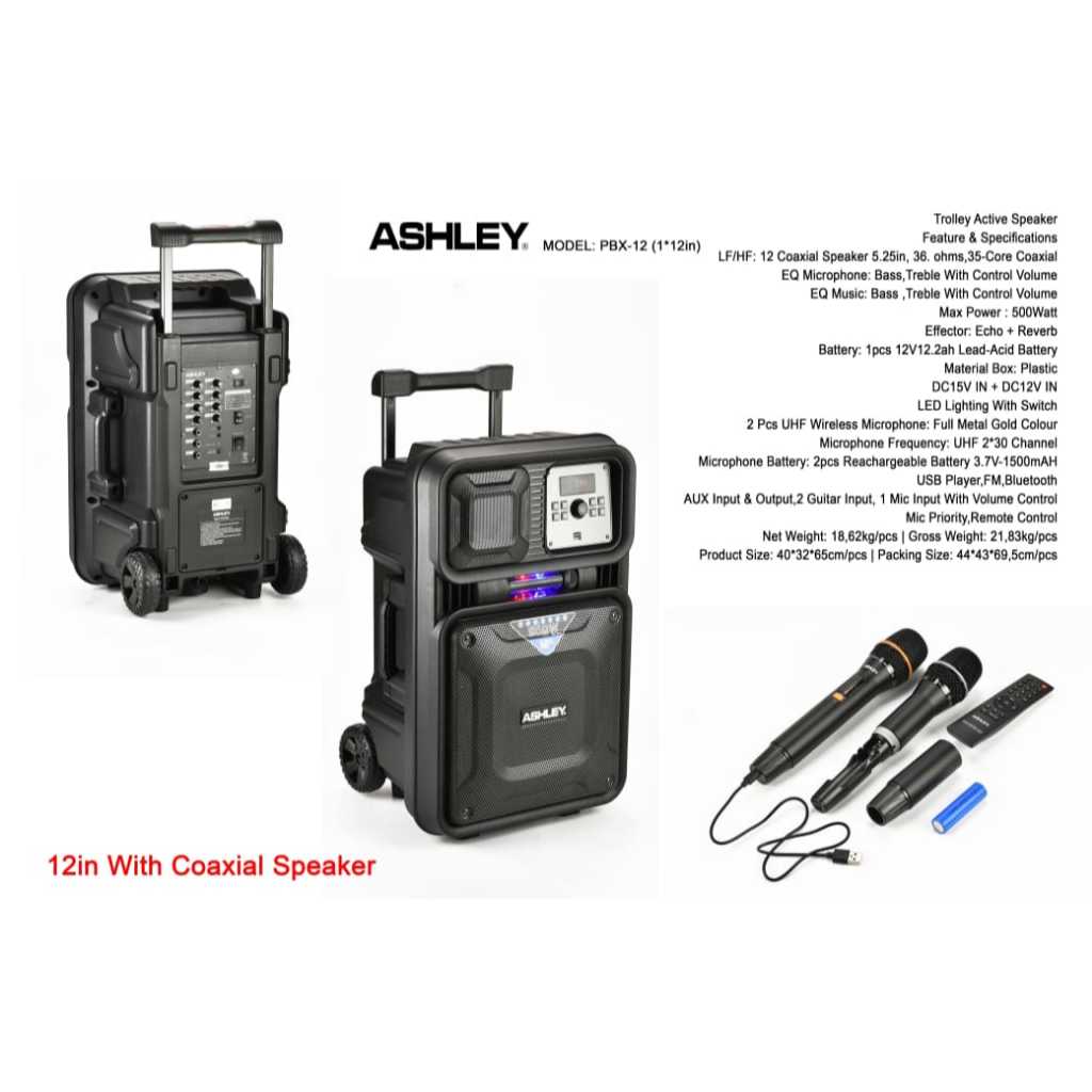 SPEAKER PORTABLE 12 inch ASHLEY PBX12 /PBX 12