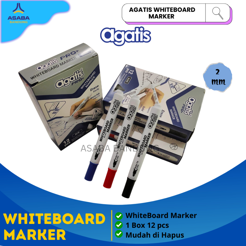 

Asaba Bandung - Agatis Spidol Whiteboard 1pcs - Hitam, Biru, Merah | Dapat Dihapus Mudah