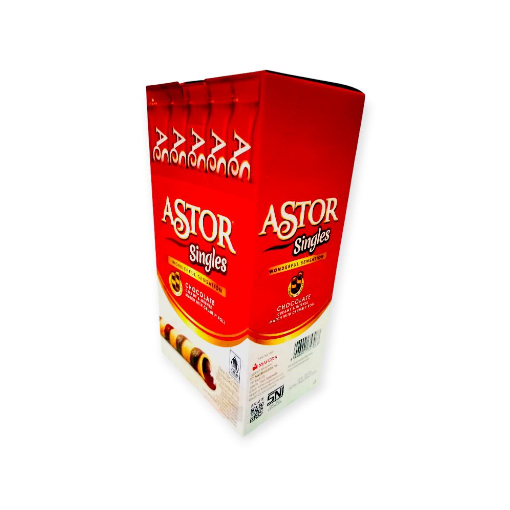 

Astor Singles Wafer Roll Cokelat Creamy & Crispy – Box Isi 12 Stick