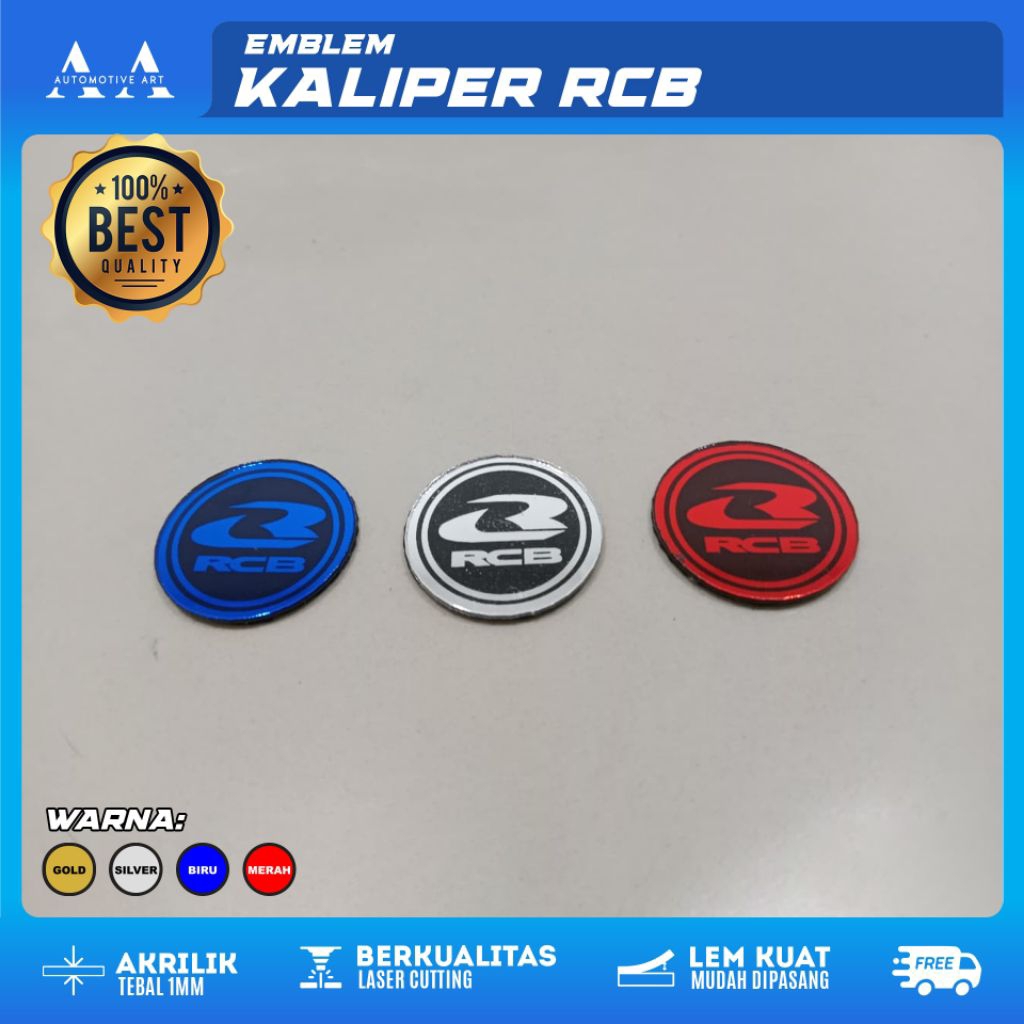 emblem akrilik variasi kaliper tutup rem cakram Rcb