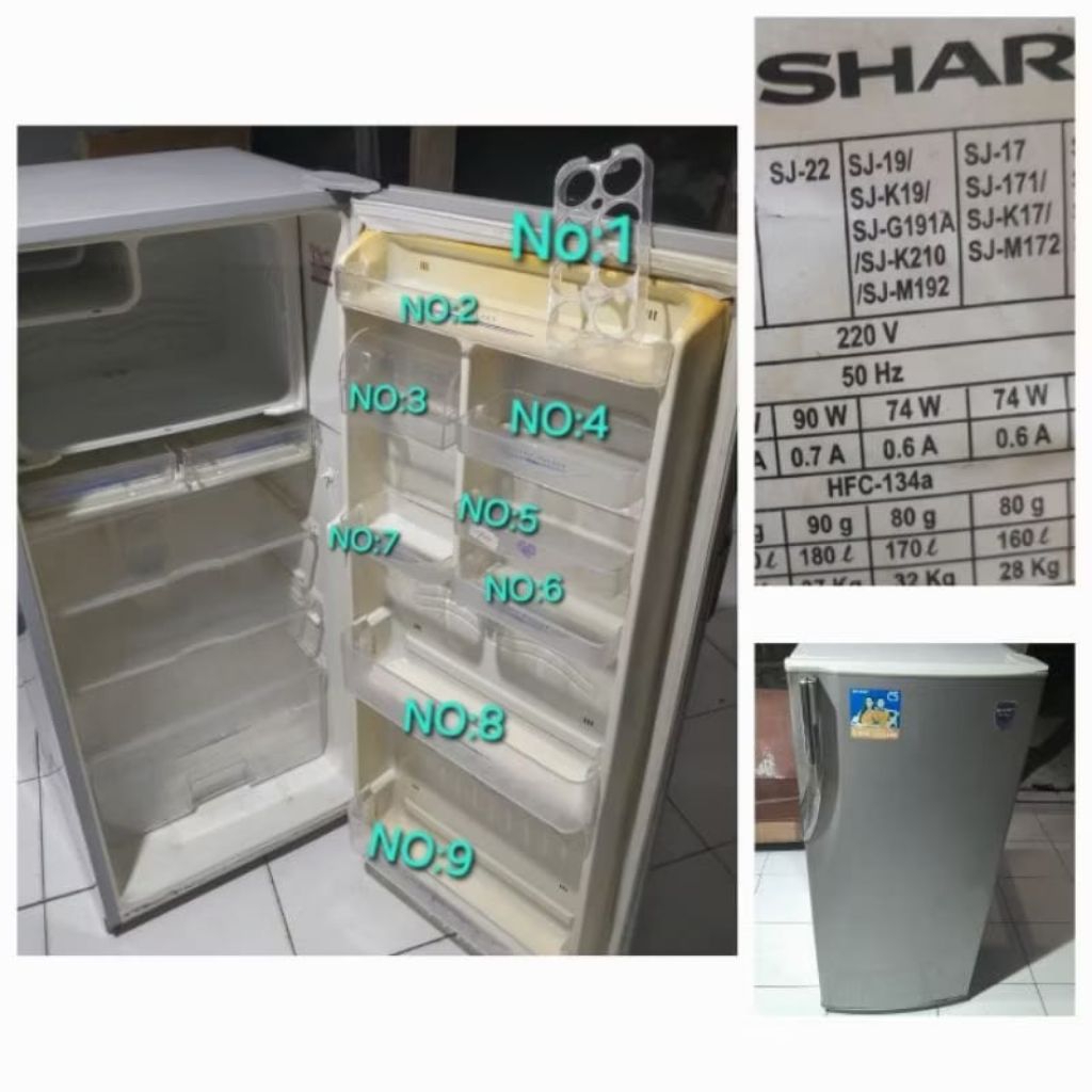 evap freezer kulkas sharp 1 pintu