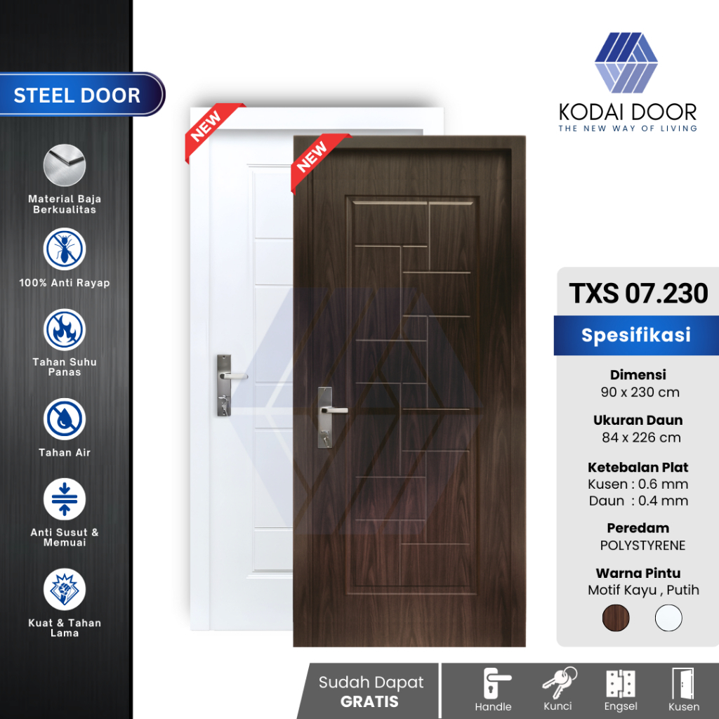 PINTU BAJA KODAI STEEL DOOR - NEW TXS SERIES - 07.230 |  PINTU UTAMA | PINTU KAMAR | PINTU KAMAR TID