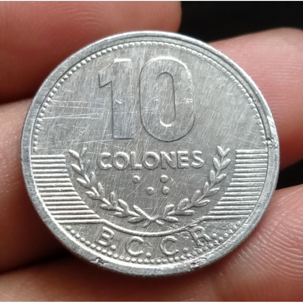 Koin Kuno Costa Rica 10 Colones tahun 2008 alumunium