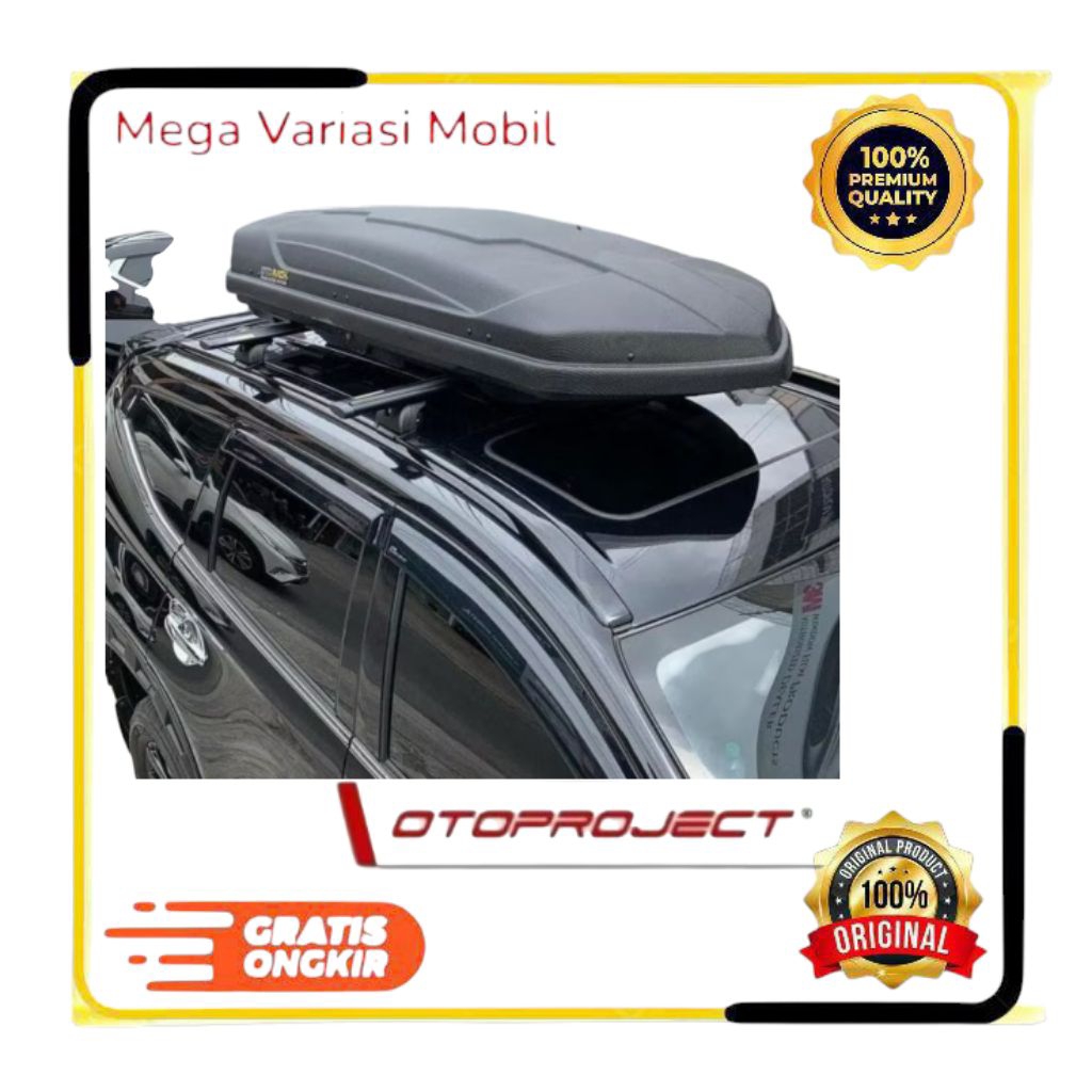 Paket Roof Box / Roofbox Solitaire + Cross Bar Otorack Plus Pemasangan
