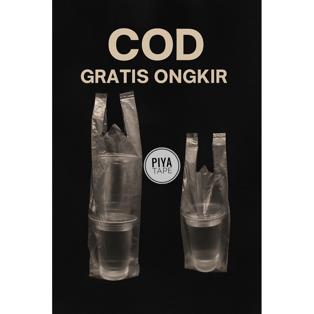 Plastik Take Away Single dan Double Cup 200gr - Plastik Tenteng Gelas Plastik Untuk Minuman Take Awa