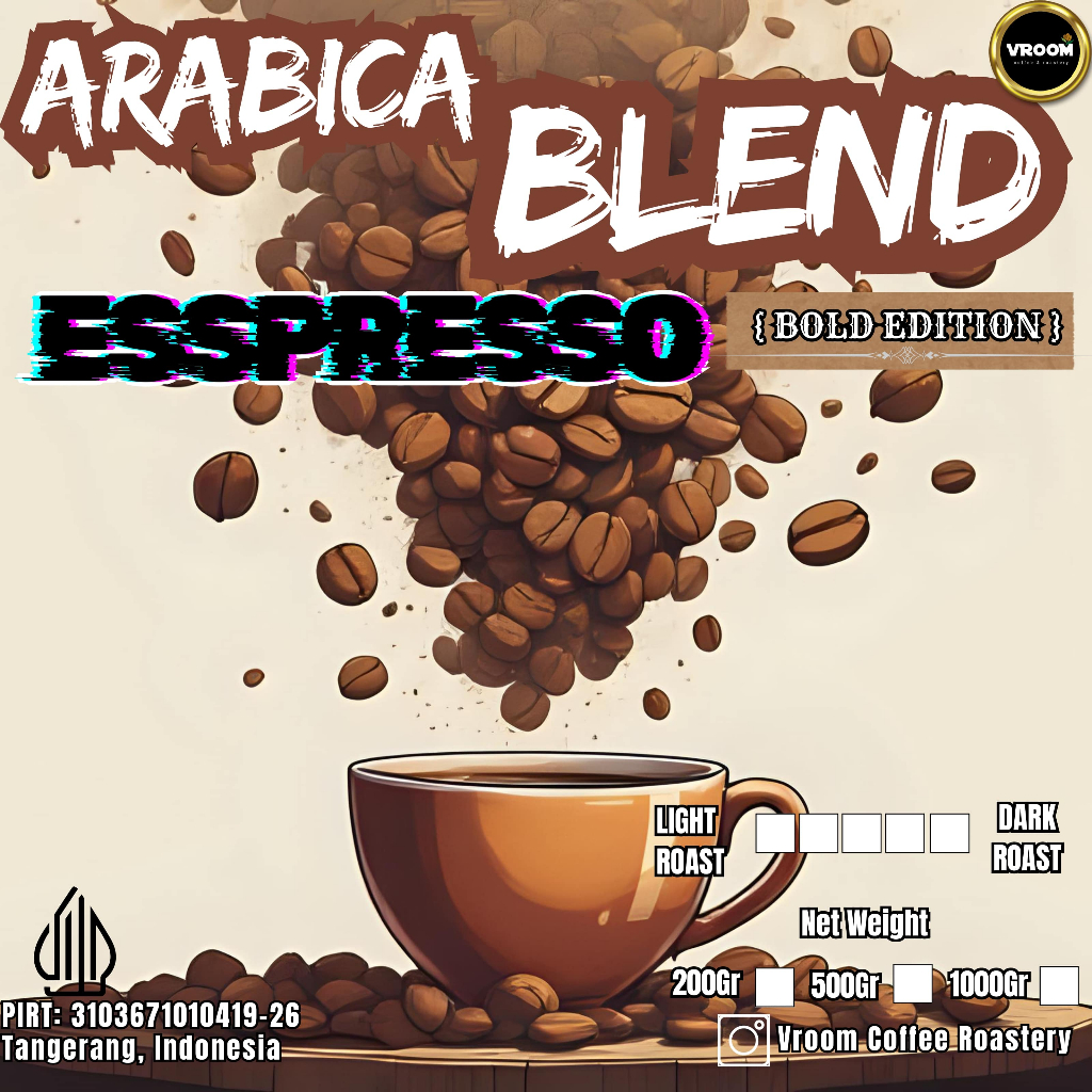 

Coffee Arabika Blend Espresso Bold Roasted Beans Kopi Biji Matang Bubuk 1KG