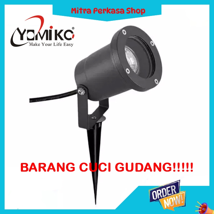 Kap Lampu Taman Tancap Spotlight Outdoor Fitting MR16 Hitam YOMIKO / Lampu Taman Tancap