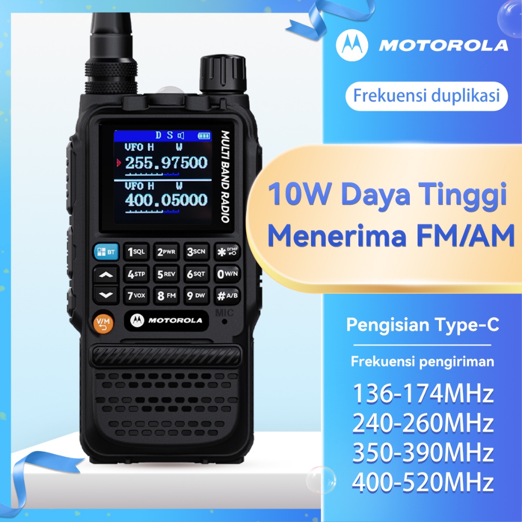 Mini HT Motorola GP360 Dual Band VHF/UHF Walkie-Talkie 10Watt High Power Two Way Radio IP54 Waterpro